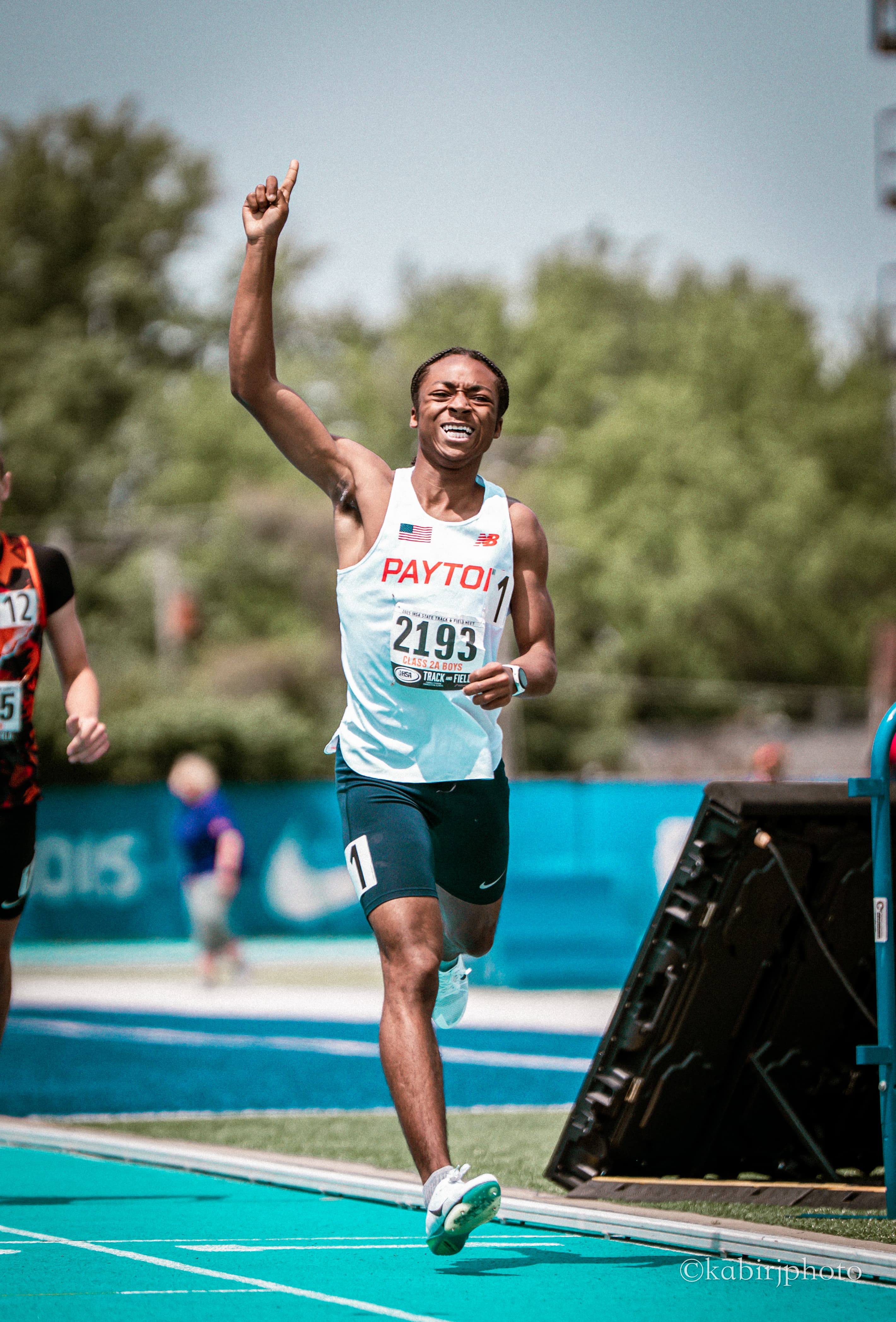 Payton athlete celebrates at finish
